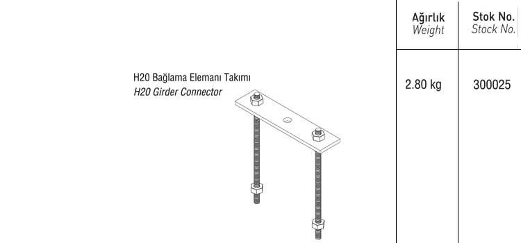 H20 BAĞLAMA ELEMANI TAKIMI